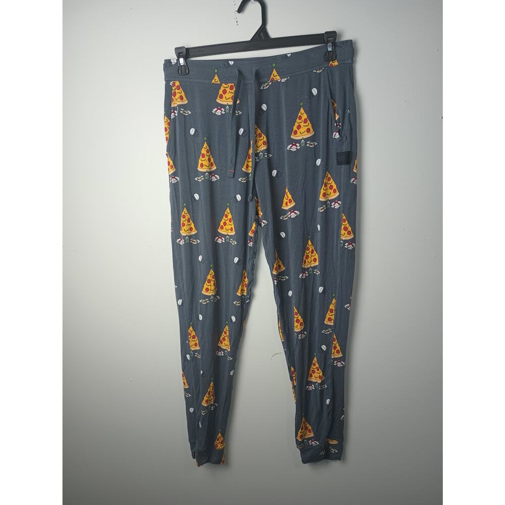 Saxx Pajama Snooze Pants‎ Pizza On Earth Gray Modal Men's Large Drawstring
